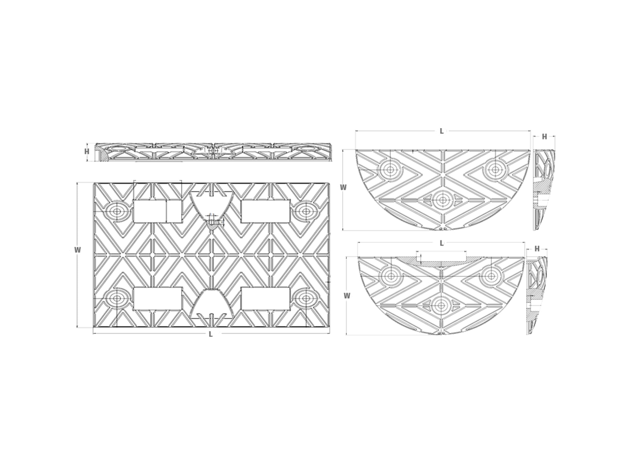 Modèle DH-SP - Ralentisseurs routiers en caoutchouc noir et bandes réfléchissantes jaunes Modèle DH-SP - Ralentisseurs routiers en caoutchouc noir et bandes réfléchissantes jaunes